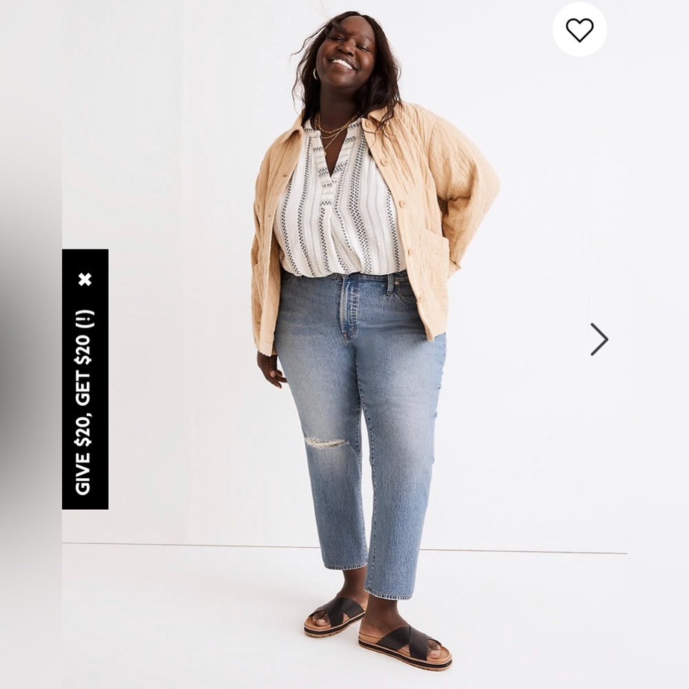 MADEWELL • The Plus Mid-Rise Perfect Vintage Jean: Knee-Rip Edition